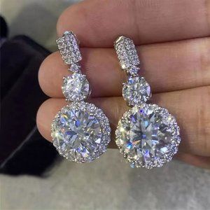 12 Carat Moissanite Drop Earrings For Wedding- Luxury Earrings